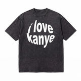 LAWLESSROW I LOVE KANYE Black Vintage Acid Wash Tee