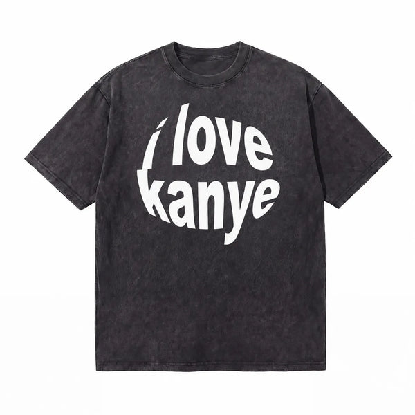 LAWLESSROW I LOVE KANYE Black Vintage Acid Wash Tee