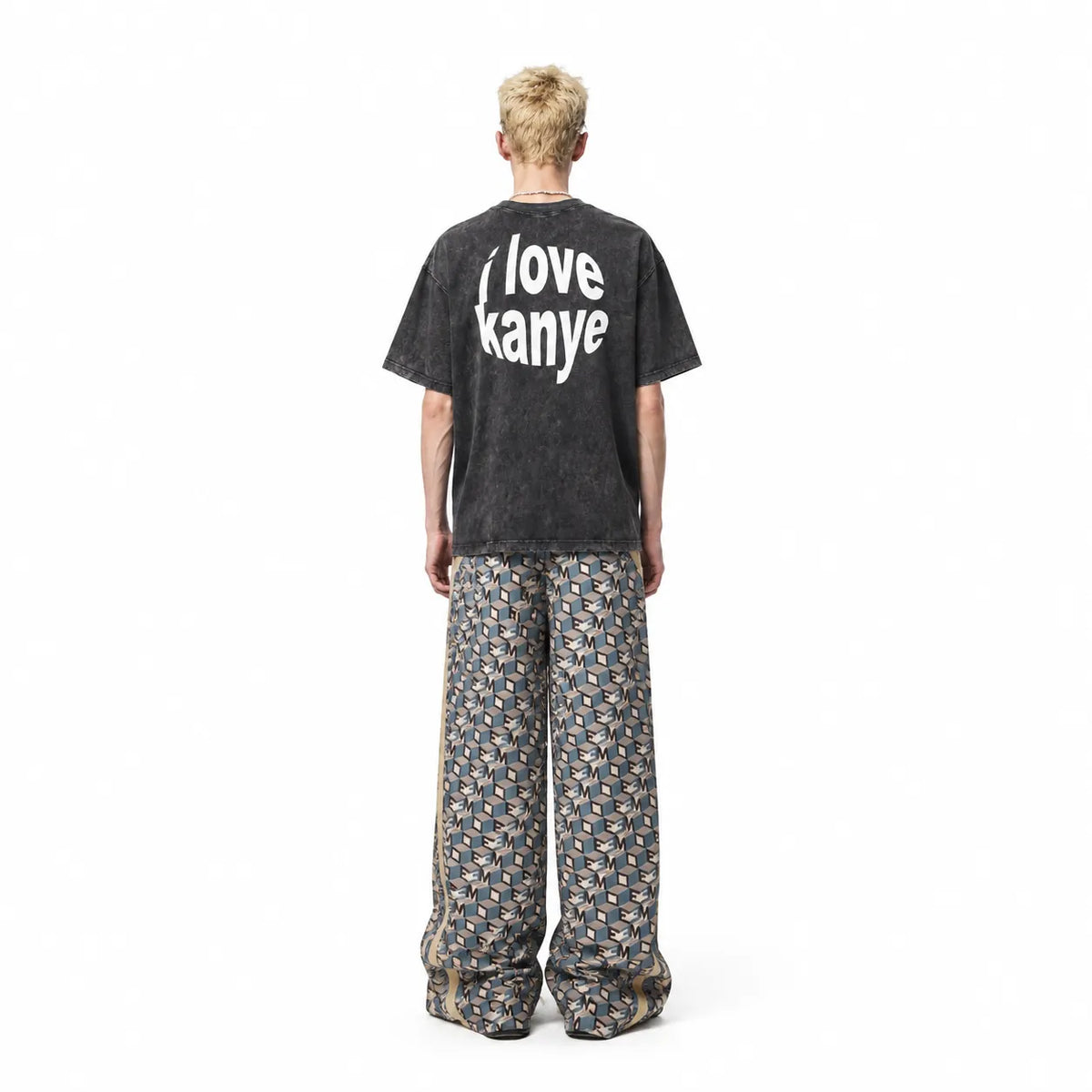 LAWLESSROW I LOVE KANYE Black Vintage Acid Wash Tee