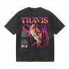 LAWLESSROW TRAVIS UTOPIA Portrait Black Vintage Acid Wash Tee