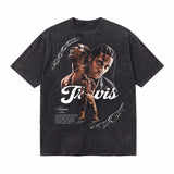 LAWLESSROW TRAVIS SCOTT Heavy Chains Black Vintage Acid Wash Tee