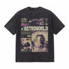 LAWLESSROW TRAVIS SCOTT ASTROWORLD Collage Black Vintage Acid Wash Tee