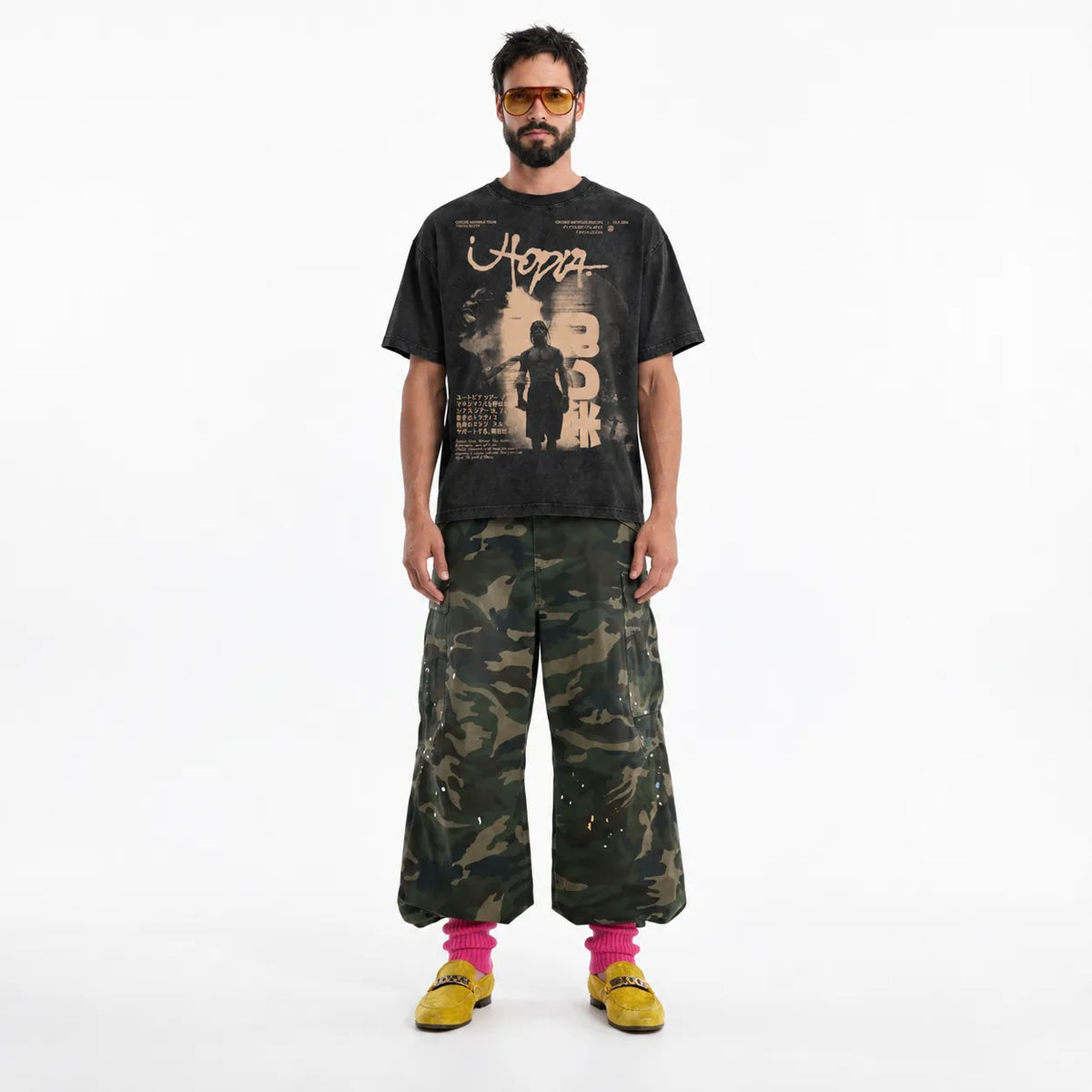 LAWLESSROW TRAVIS SCOTT CIRCUS MAXIMUS Tour Black Vintage Acid Wash Tee