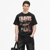 LAWLESSROW TRAVIS SCOTT Cactus Jack Graffiti Black Vintage Acid Wash Tee