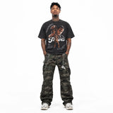 LAWLESSROW TRAVIS SCOTT Heavy Chains Black Vintage Acid Wash Tee
