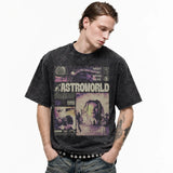 LAWLESSROW TRAVIS SCOTT ASTROWORLD Collage Black Vintage Acid Wash Tee