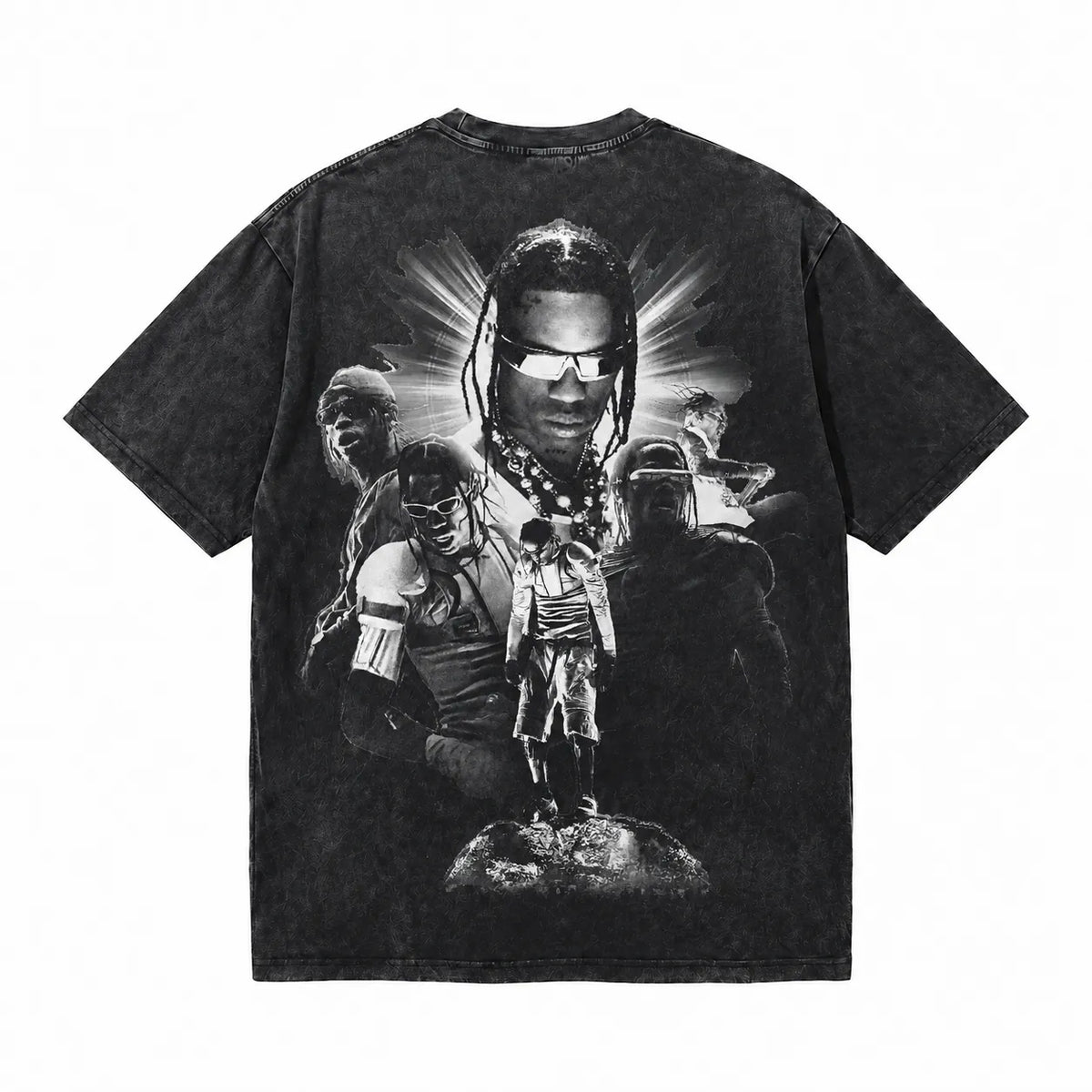 LAWLESSROW TRAVIS SCOTT Aura Legacy Black Vintage Acid Wash Tee