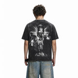 LAWLESSROW TRAVIS SCOTT Aura Legacy Black Vintage Acid Wash Tee