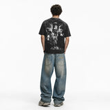 LAWLESSROW TRAVIS SCOTT Aura Legacy Black Vintage Acid Wash Tee