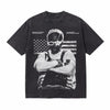 LAWLESSROW ASAP ROCKY Flag Star Editorial Black Vintage Acid Wash Tee