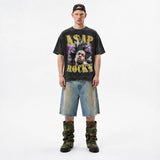 LAWLESSROW ASAP ROCKY Gold Voltage Black Vintage Acid Wash Tee