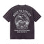Black graphic t-shirt with eagle and engine illustration, motorcycle-inspired back print.