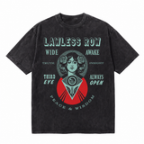 100%Cotton|Vintage Acid Wash Lawless Row Third Eye Mystic Graphic Tee | Spiritual Awakening Unisex Oversized High-Quality Cotton Blend Streetwear T-Shirt