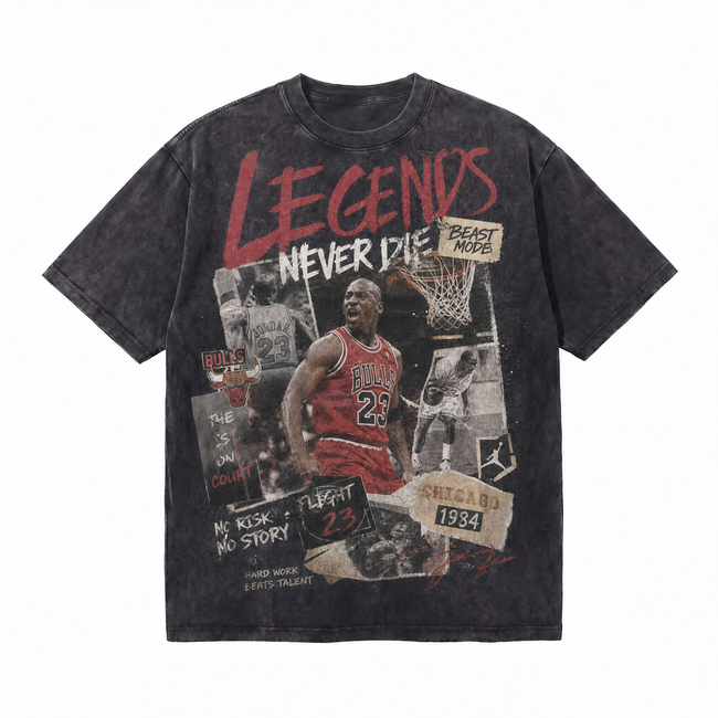 LAWLESSROW "The Scream Hooper" - Michael Jordan Vintage Washed Heavyweight Oversized Graphic Tee Hover Image