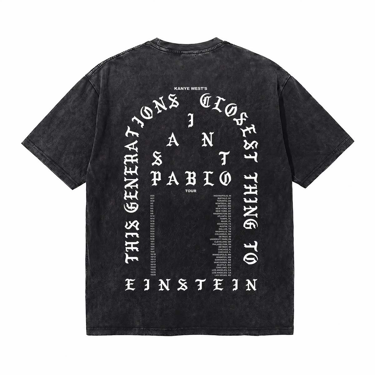 LAWLESSROW KANYE Album Tour Black Vintage Acid Wash Tee