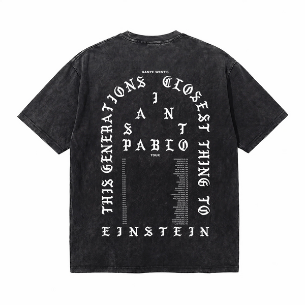 LAWLESSROW KANYE Album Tour Black Vintage Acid Wash Tee