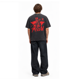 LAWLESSROW Pearl Axe Cat Vintage Acid Wash Tee