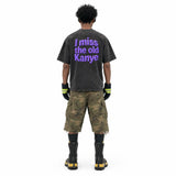 LAWLESSROW I MISS THE OLD KANYE Black Vintage Acid Wash Tee