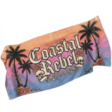 Lawless Row Coastal Rebel Beach Towel | Sunset Palm Skull Tattoo Style Towel