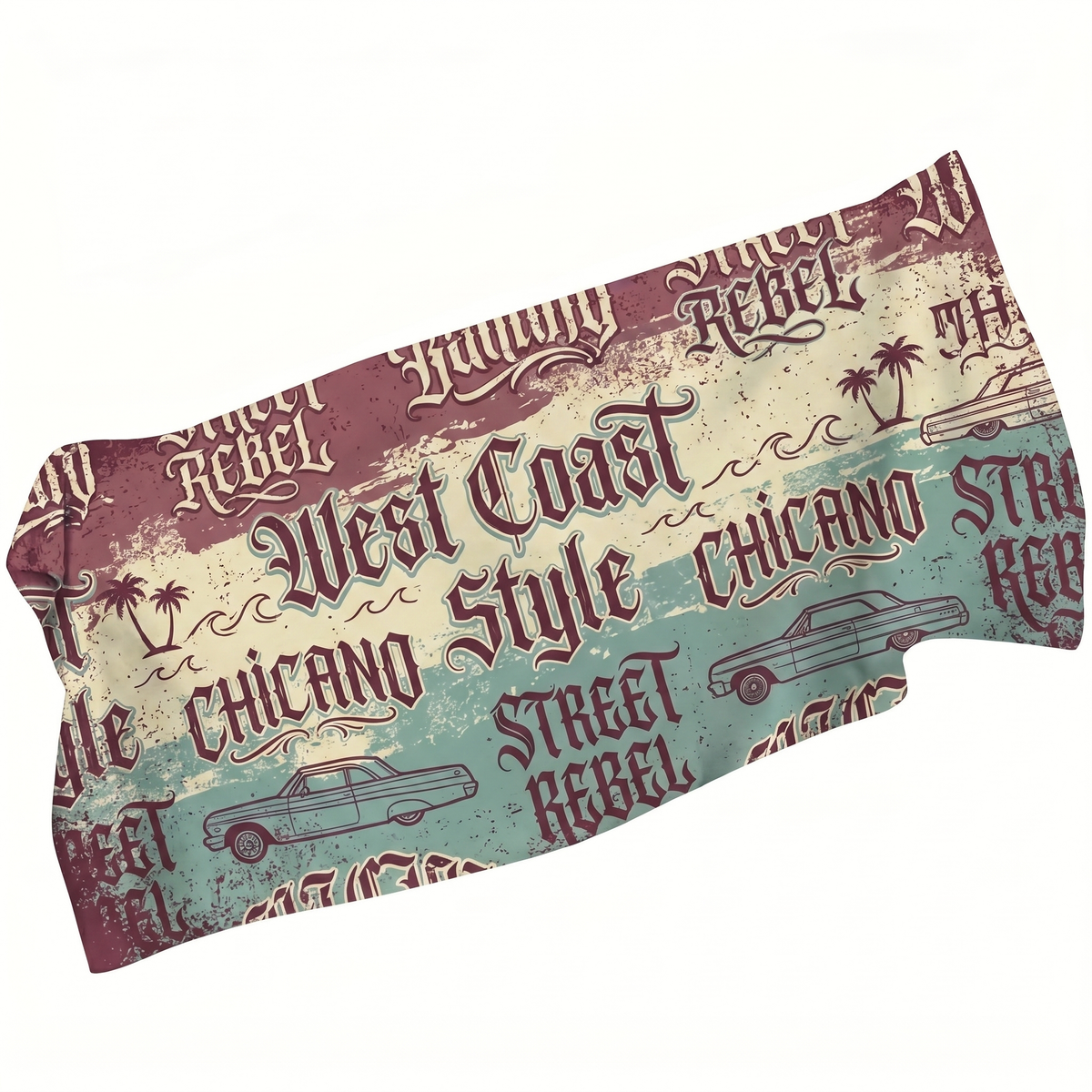 Lawless Row West Coast Chicano Beach Towel | Vintage Lowrider Street Rebel Towel