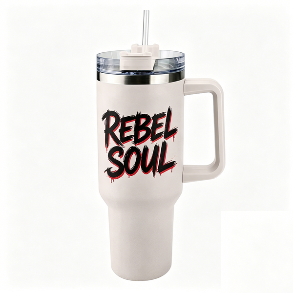 Lawless Row "Rebel Soul" 40oz Tumbler | Off-White Graffiti Style Cup