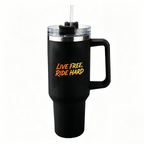 Lawless Row "Live Free Ride Hard" 40oz Tumbler | Biker Vibe Matte Black Cup