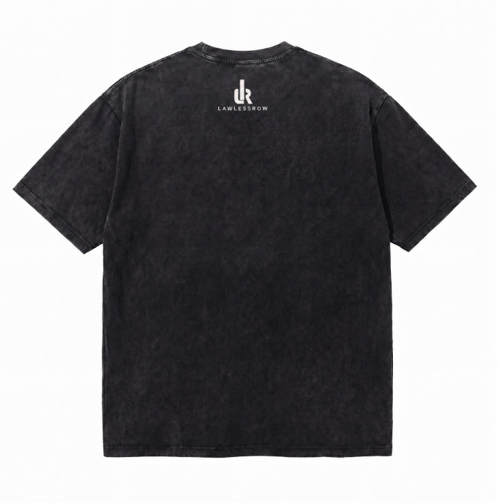 LAWLESSROW "Unchained Defiance" Heavyweight Washed Black Graphic Tee