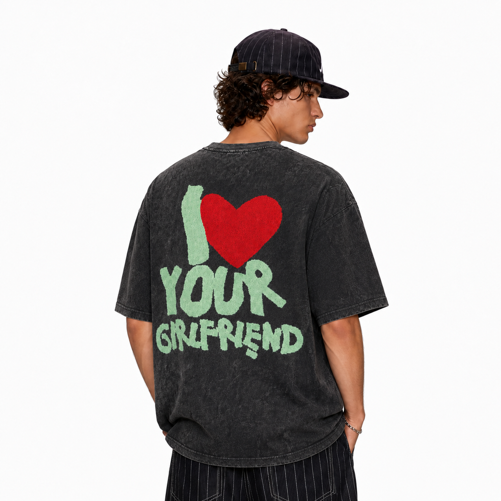 LAWLESSROW I Love Your Girlfriend Vintage Acid Wash Tee