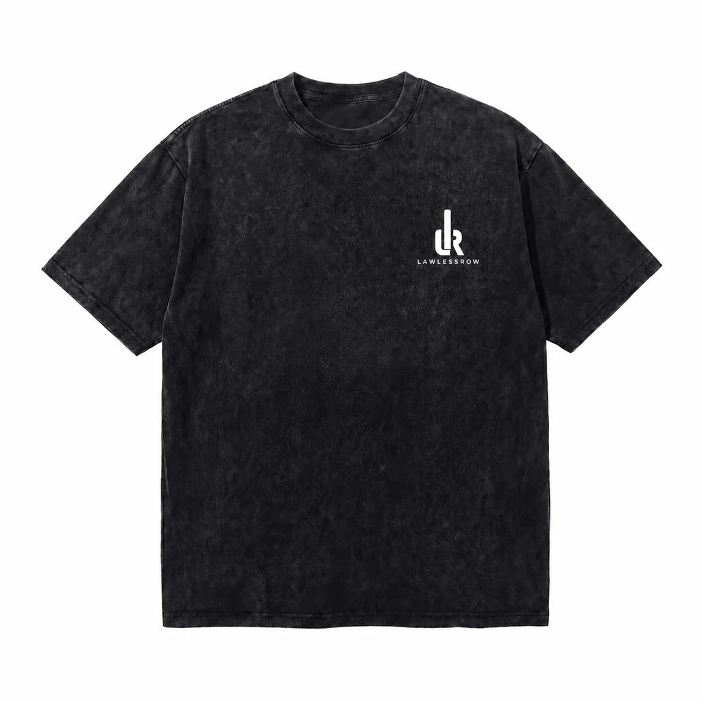 LAWLESSROW KANYE AND DRAKE Black Vintage Acid Wash Tee