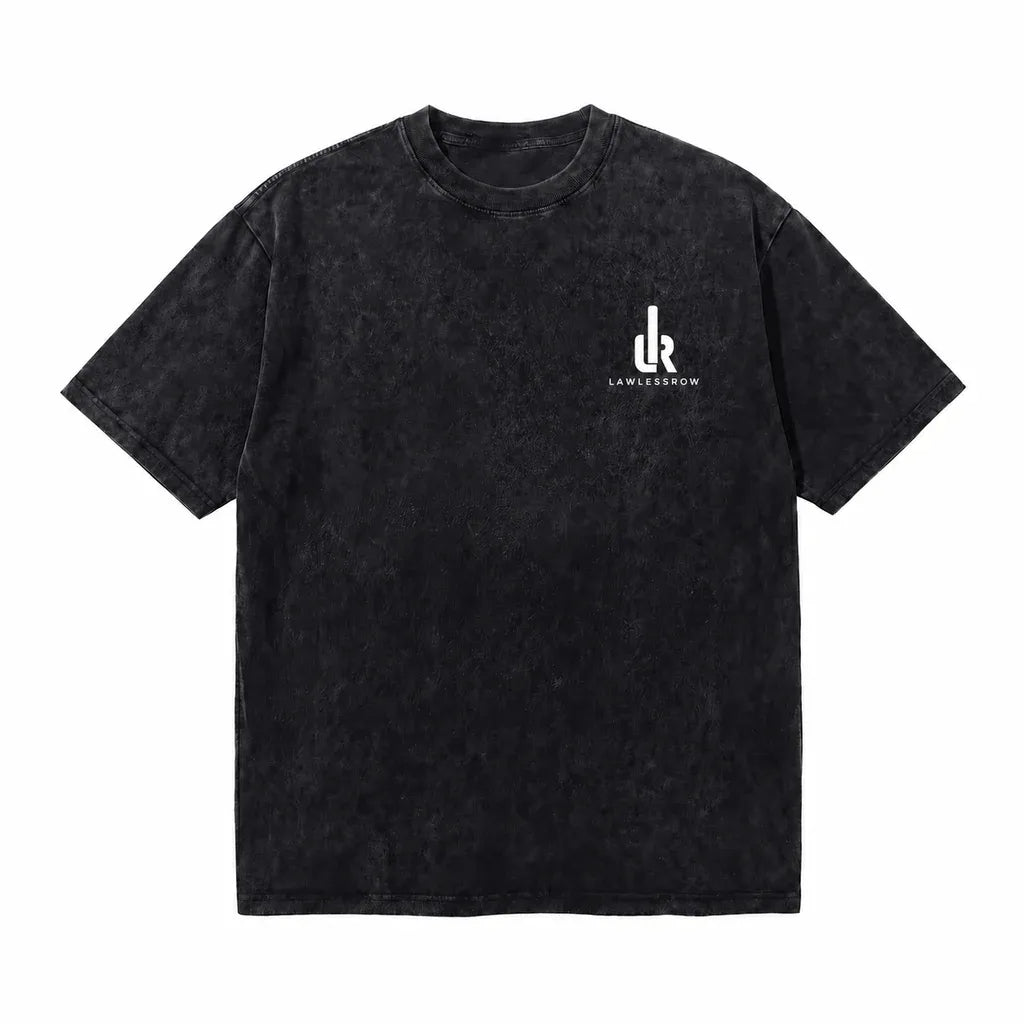 LAWLESSROW TRAVIS SCOTT Inferno Scream Black Vintage Acid Wash Tee