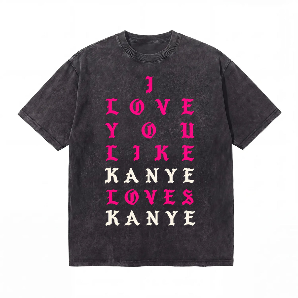 LAWLESSROW KANYE LOVES KANYE Portrait Black Vintage Acid Wash Tee
