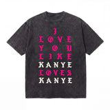LAWLESSROW KANYE LOVES KANYE Portrait Black Vintage Acid Wash Tee