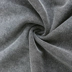 Close-up of soft grey textured fabric with subtle heather pattern, twisted for detail