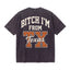 Black Texas graphic t-shirt with bold "Bitch I'm From TX Texas" text on back