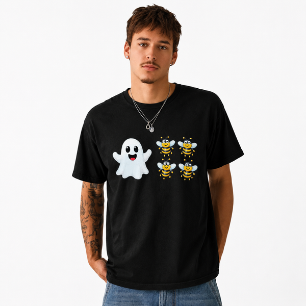 LAWLESSROW Ghost Bees Rebus Graphic Front Print Vintage Heavy Tee - hover