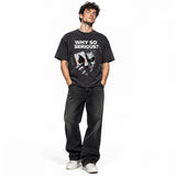 LAWLESSROW Joker Batman Card Why So Serious Vintage Acid Wash Tee