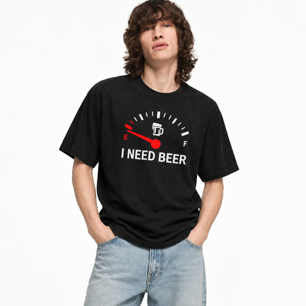 LAWLESSROW I Need Beer Fuel Gauge Front Print Vintage Heavy Tee - hover