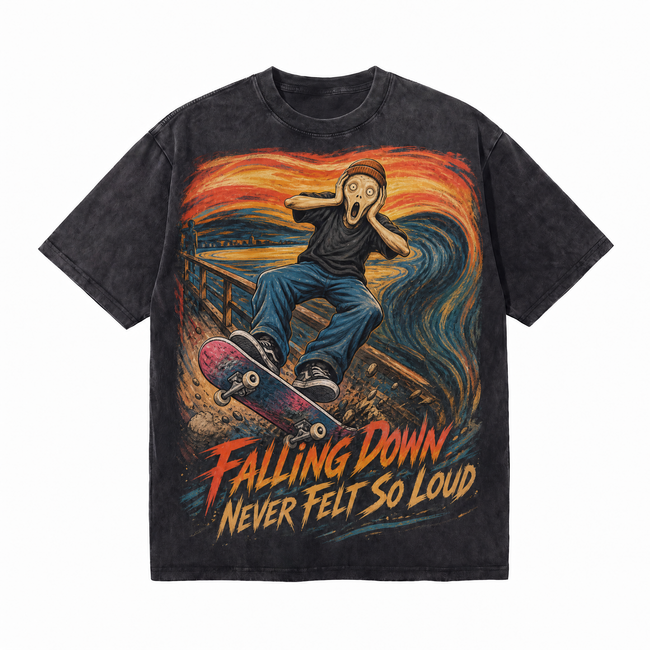 Lawless Row "The Scream Skater" Washed Black Oversized Tee Hover Image