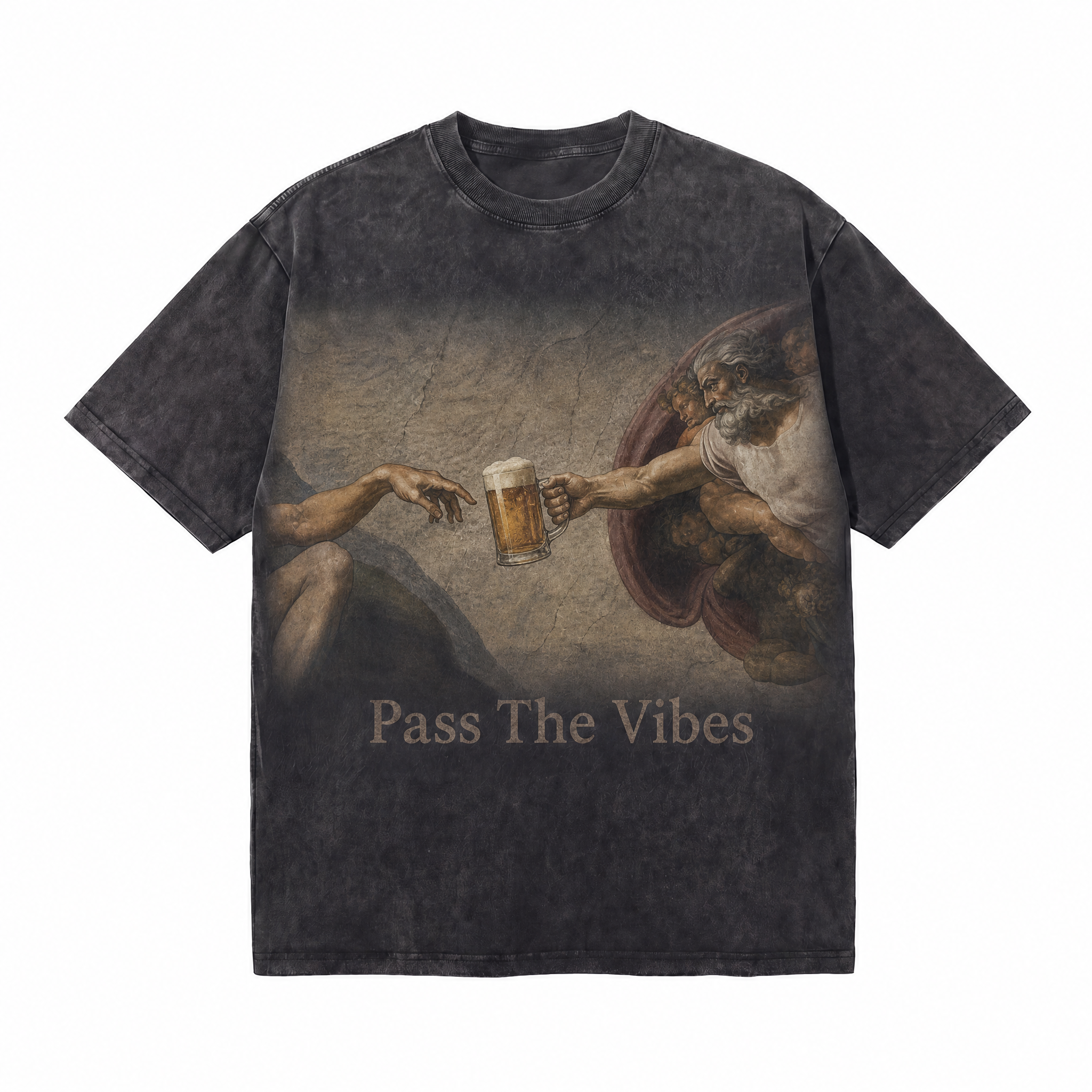 Lawless Row "Pass The Vibes" Creation of Adam Beer Washed Black Oversized Tee