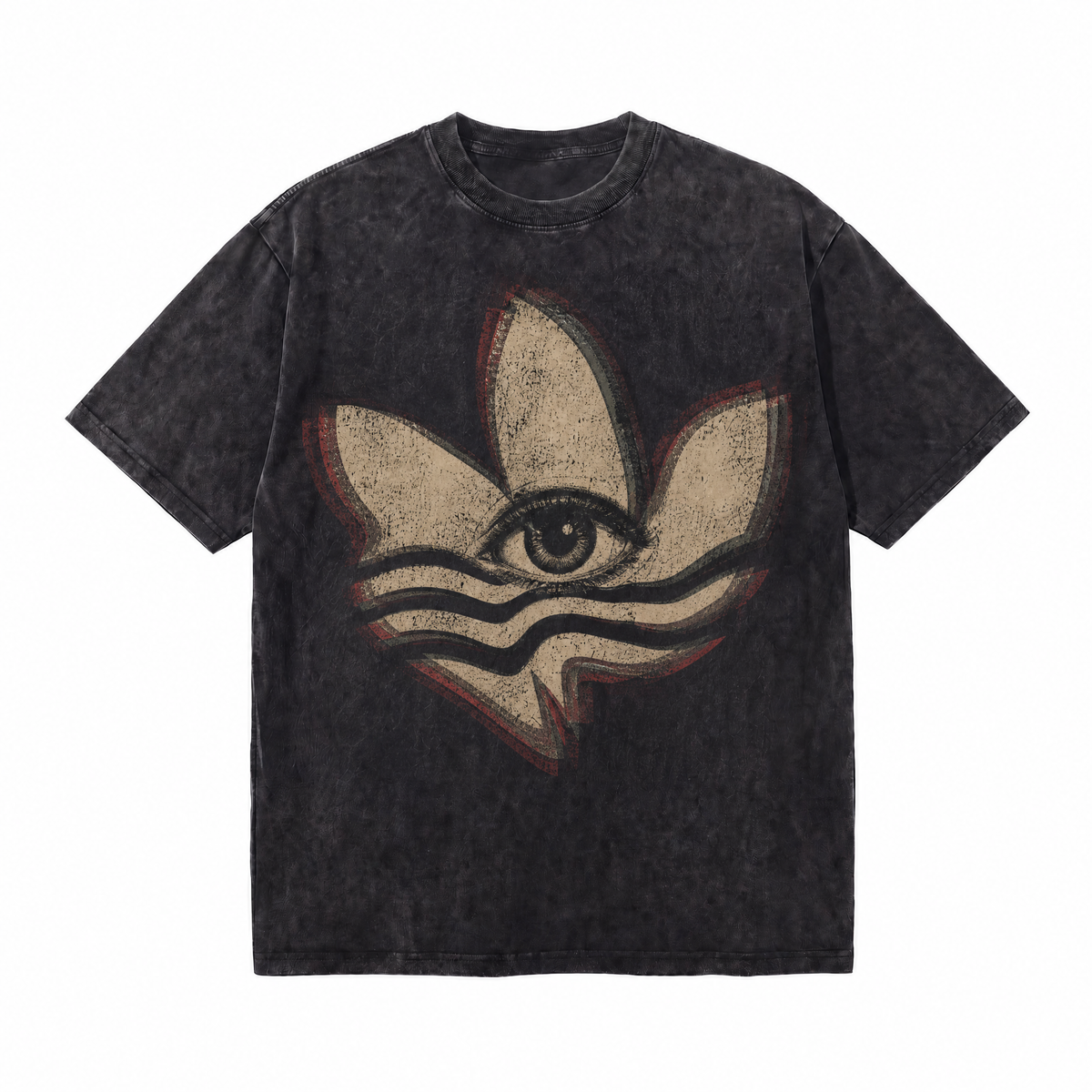LAWLESSROW Psychedelic Lotus All Seeing Eye Wave Vintage Grain Collage Vintage Tee