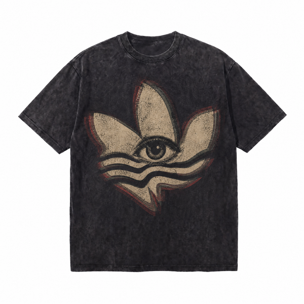 LAWLESSROW Psychedelic Lotus All Seeing Eye Wave Vintage Grain Collage Vintage Tee