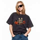 LAWLESSROW Skeleton Pumpkin Bath Vintage Acid Wash Tee