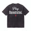 Black washed t-shirt with white 'Play Unrestricted.' text on the back.