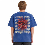 LAWLESSROW Stranger Things Demogorgon Gothic Text Vintage Acid Wash Tee