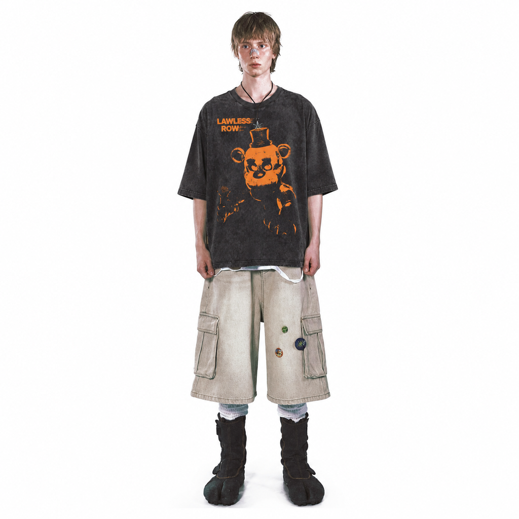 LAWLESS ROW HALLOWEEN Freddy ACID WASHED TEE