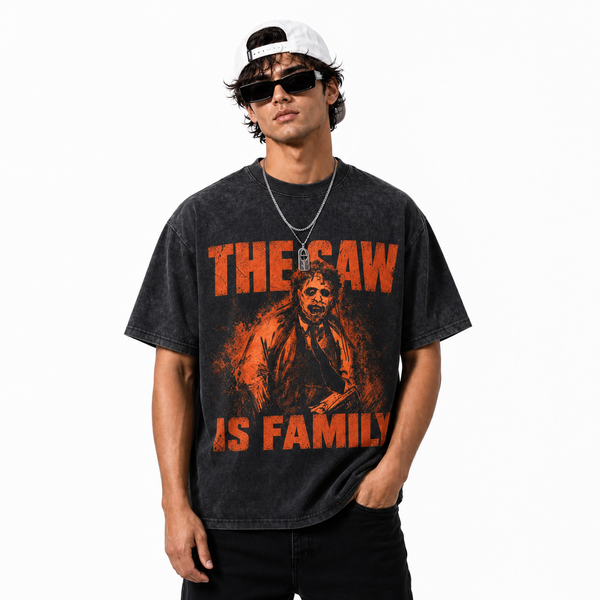 LAWLESSROW The Saw Is Family Leatherface Vintage Acid Wash Tee - hover