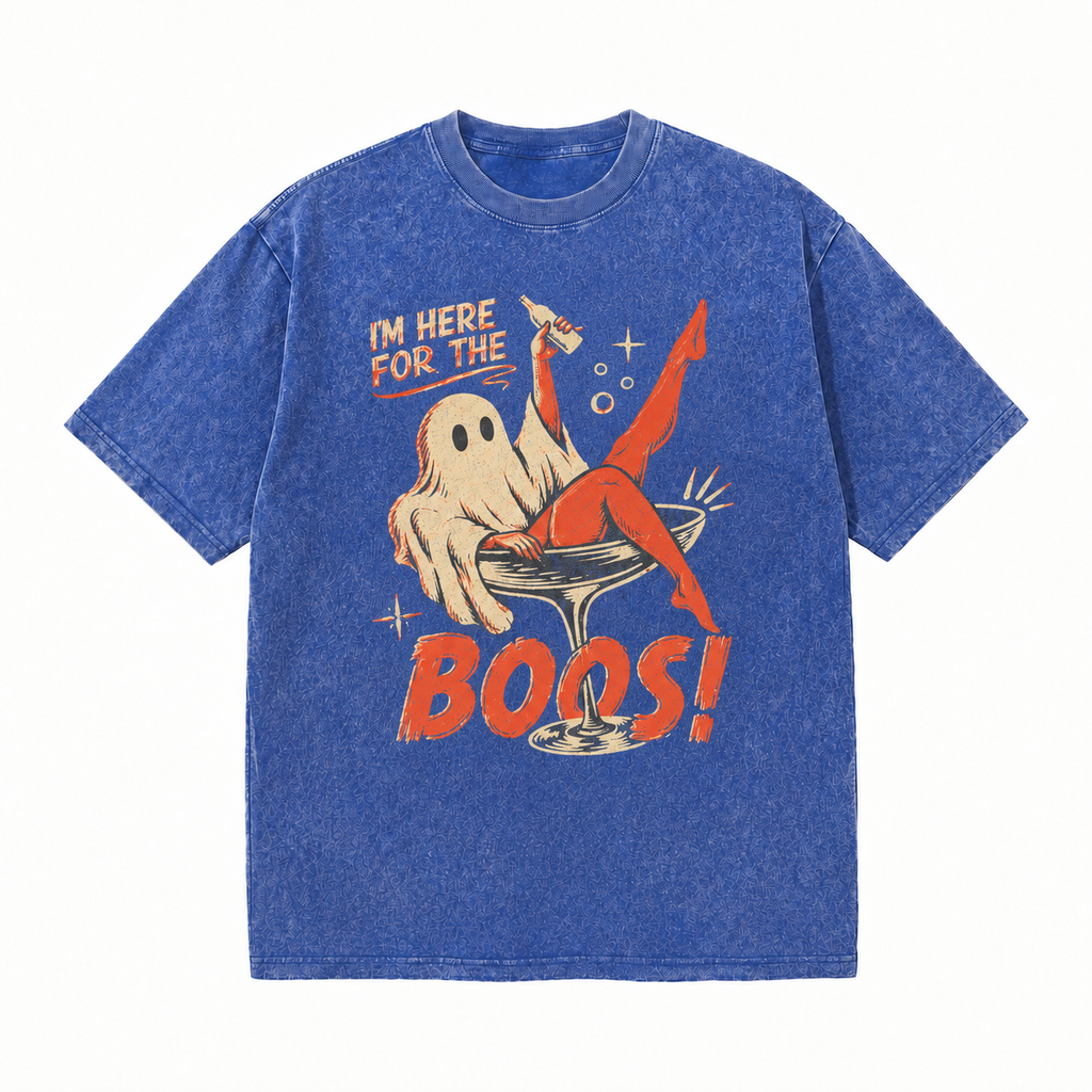 LAWLESSROW Here For The Boos Ghost Vintage  Acid Wash Tee