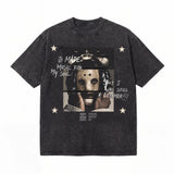 LAWLESSROW KANYE WEST Masked Alias Black Vintage Acid Wash Tee