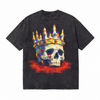 LAWLESSROW Pixel Crown Skull Vintage Acid Wash Tee