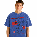 LAWLESSROW Deadpool's Plan Ouchie Crayon Doodle Vintage Acid Wash Tee